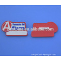 3D pvc rubber name badges with safety pin, custom plastic name plate badge